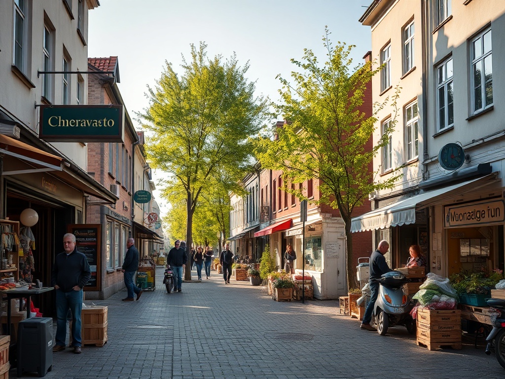 Rynek Kolejowy w Wejherowie - miejsce przetargu na dostawcę wodorowców, tradycyjne drewniane budki handlowe
